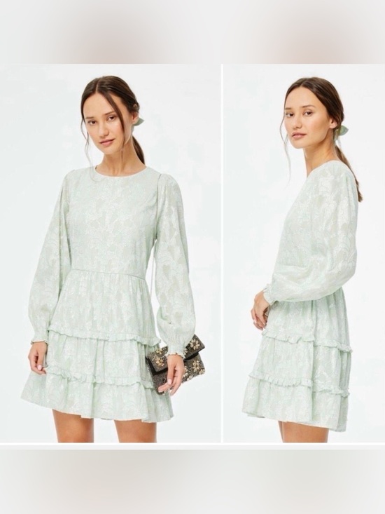 Roller Rabbit Dresses & Skirts - Roller Rabbit Clermont Nori Dress Mint Green Tiered Long-Sleeve Dress